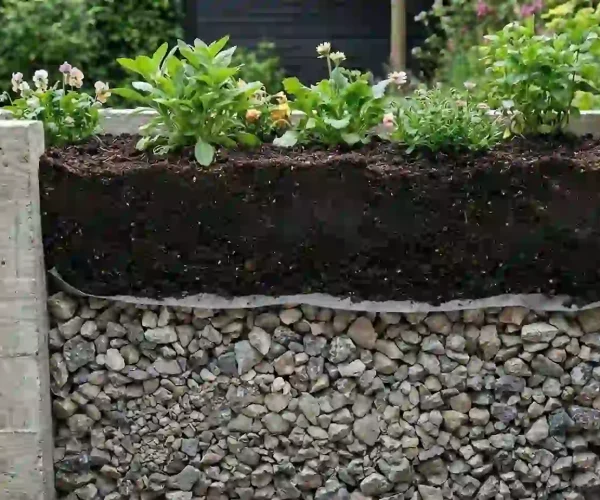 maceta con 30 cm de tierra de relleno fertil